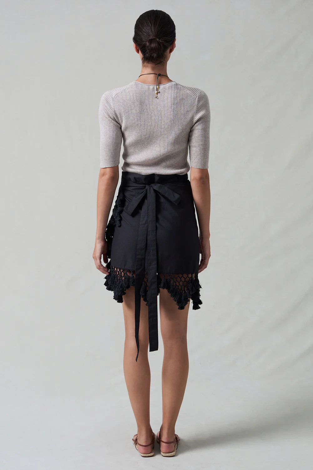 Capri Crochet Wrap Mini Skirt Caviar - Image 3