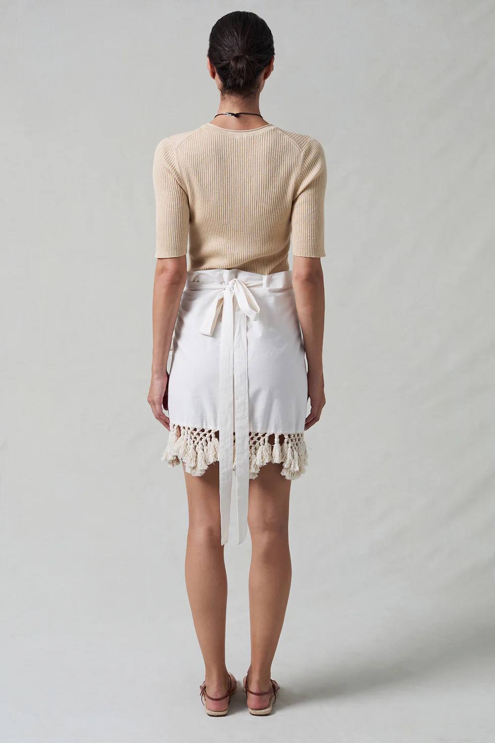 Capri Crochet Wrap Mini Skirt Natural - Image 3