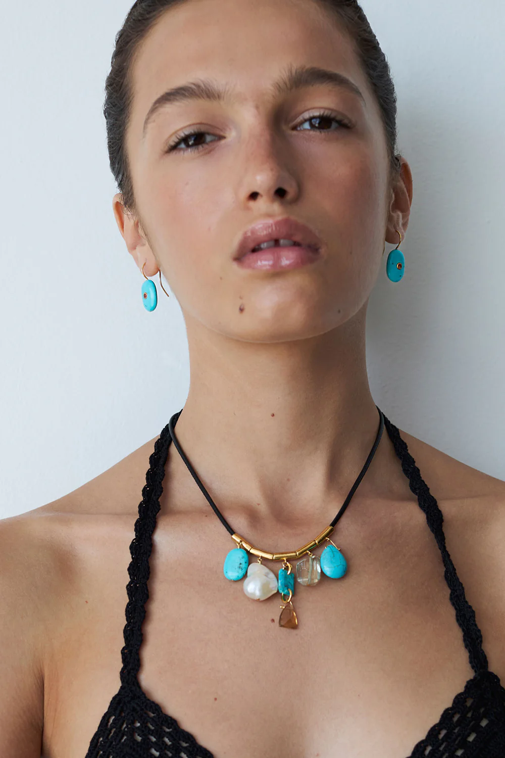 Charm Cord Necklace Turquoise - Image 2