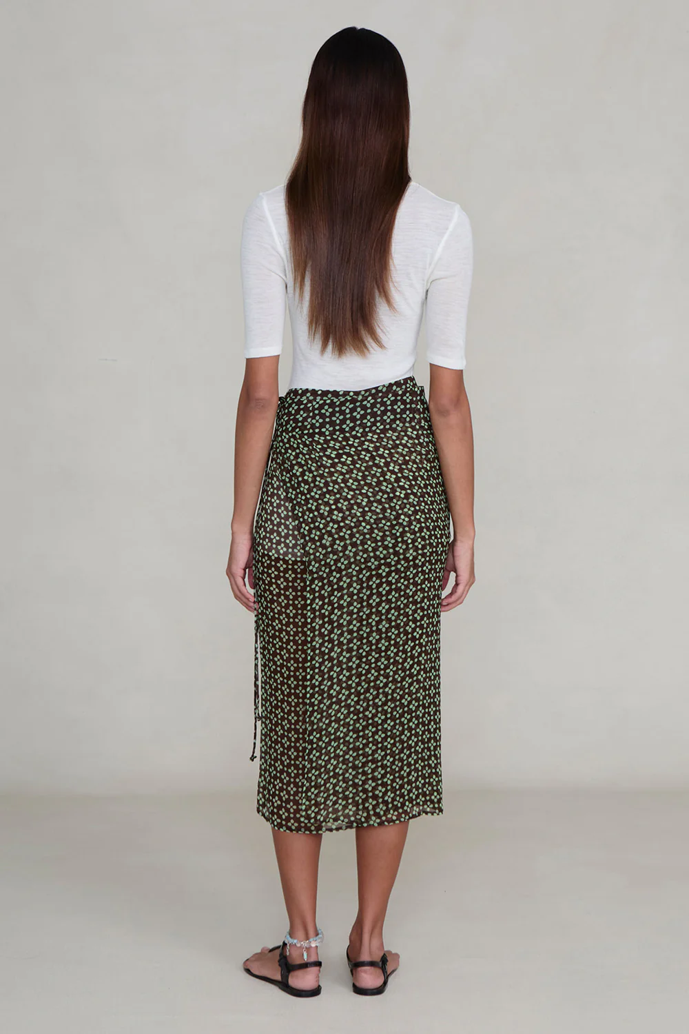 Chiffon Wrap Skirt Espresso - Image 4
