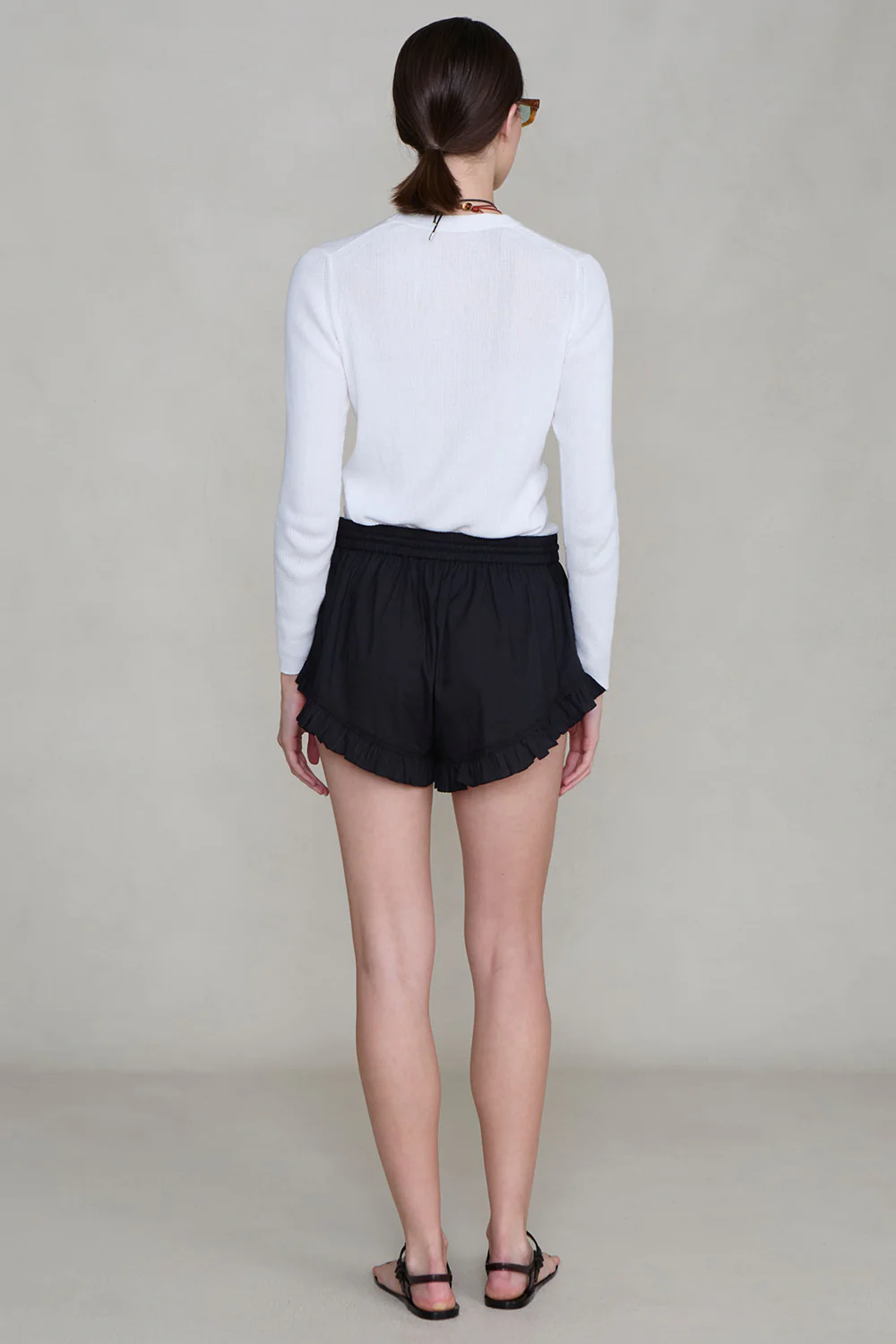 Cotton Ruffle Shorts Black - Image 4