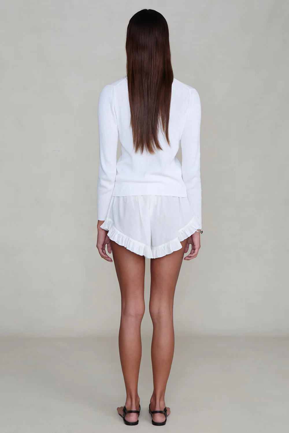 Cotton Ruffle Shorts White - Image 4