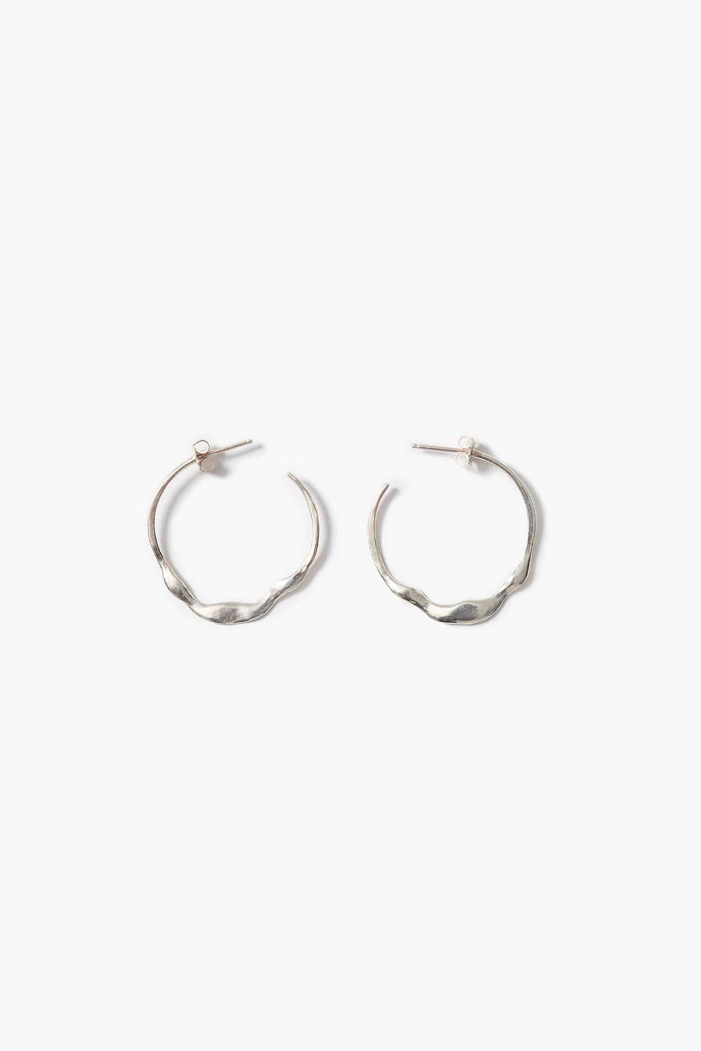 Crescent Hoop Earrings Silver