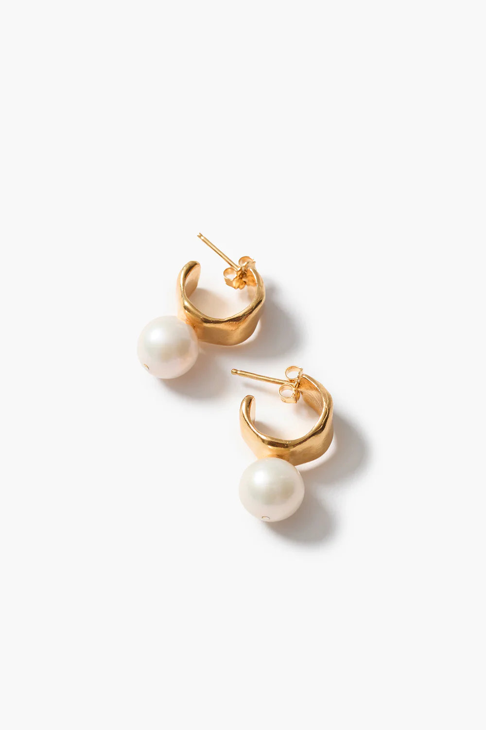 Cuff Hoop Earrings White Pearl - Image 2
