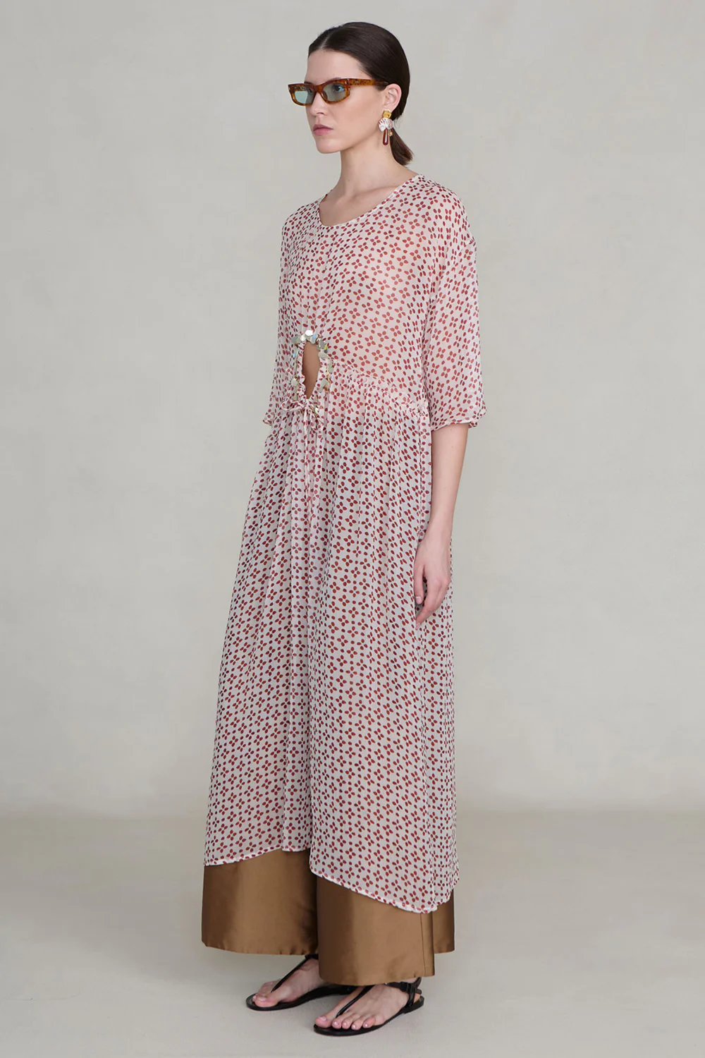 Cutout Sequin Chiffon Tunic Pink Sand - Image 3