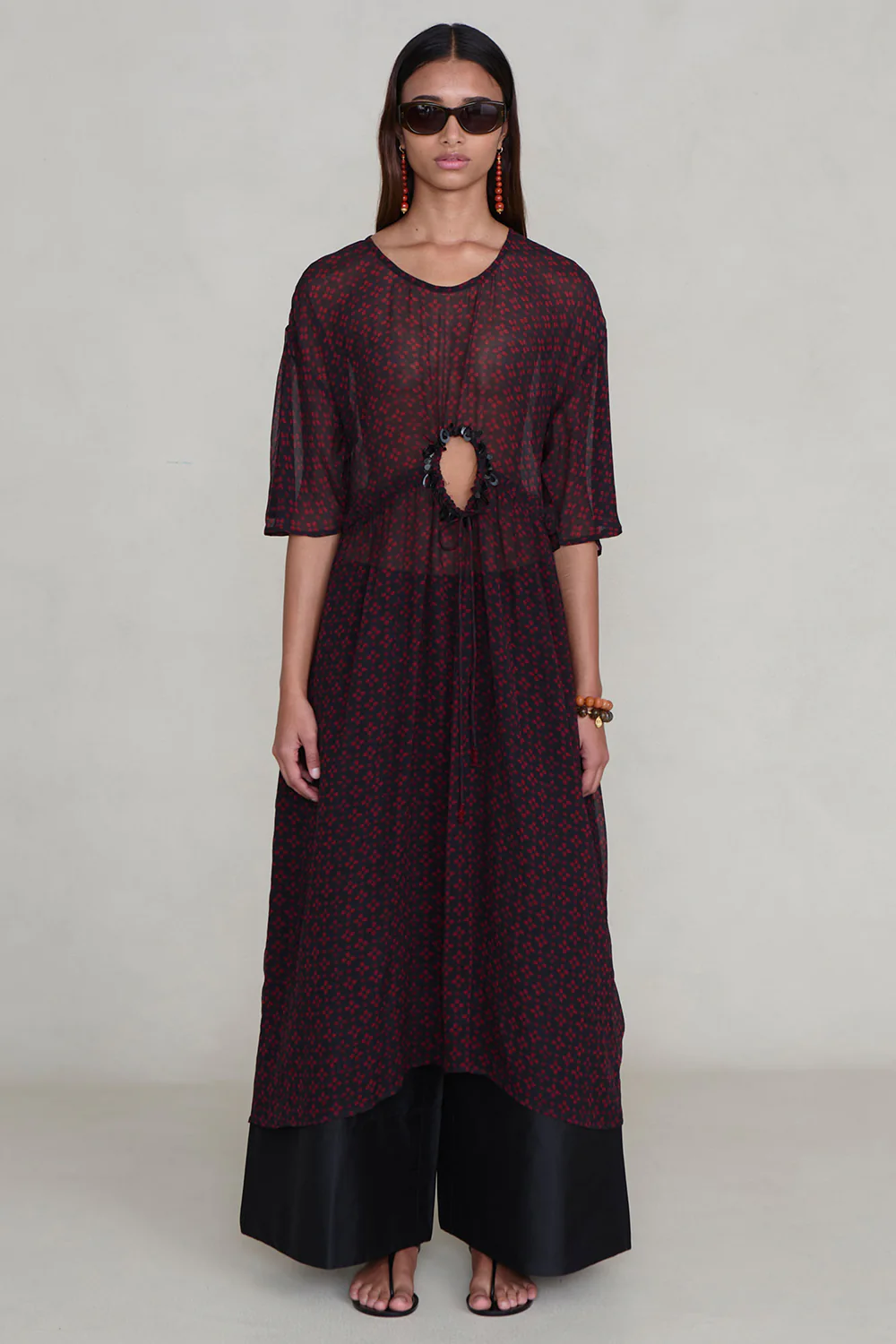 Cutout Sequin Chiffon Tunic Sapphire