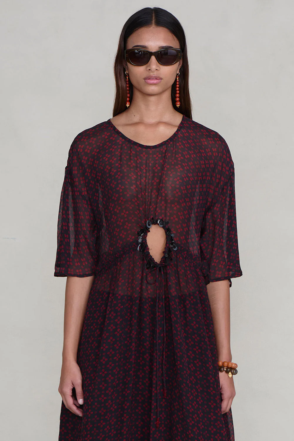 Cutout Sequin Chiffon Tunic Sapphire - Image 2