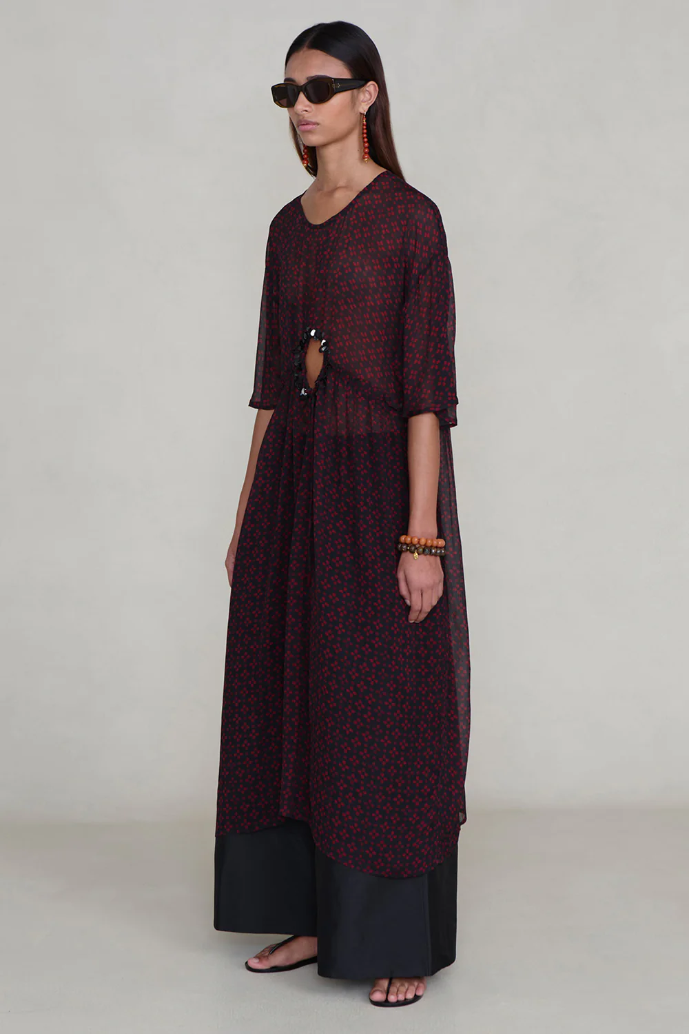 Cutout Sequin Chiffon Tunic Sapphire - Image 3