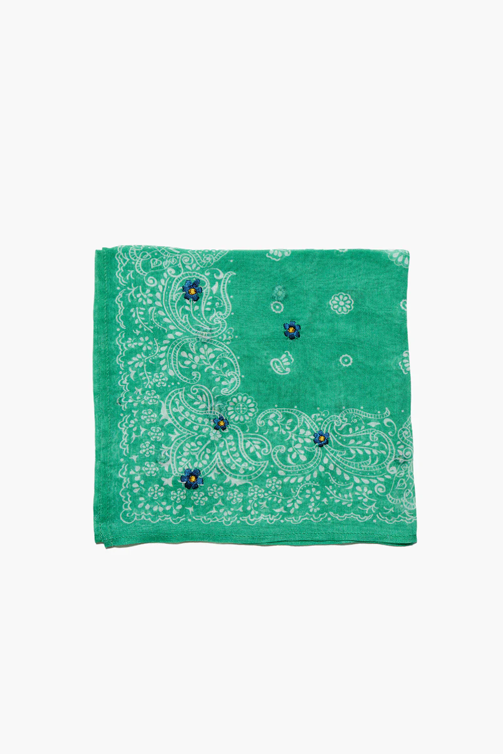 Daisy Embroidered Bandana Jade Green - Image 2
