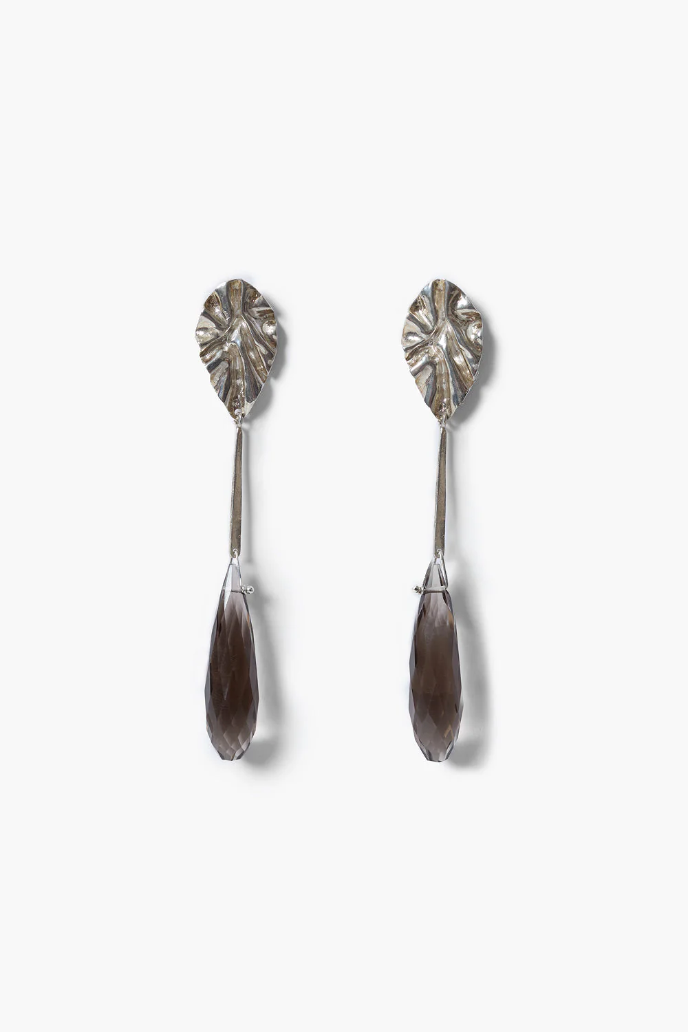 Fluted Drop Earrings Smoky Quartz