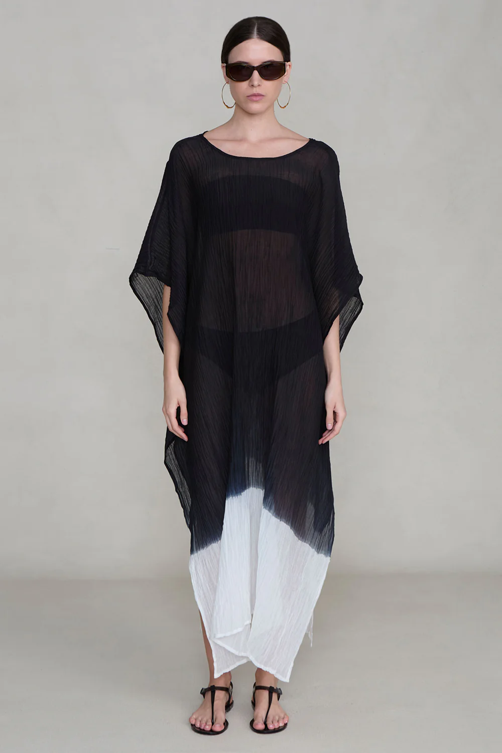 Ombre Crinkle Caftan Black