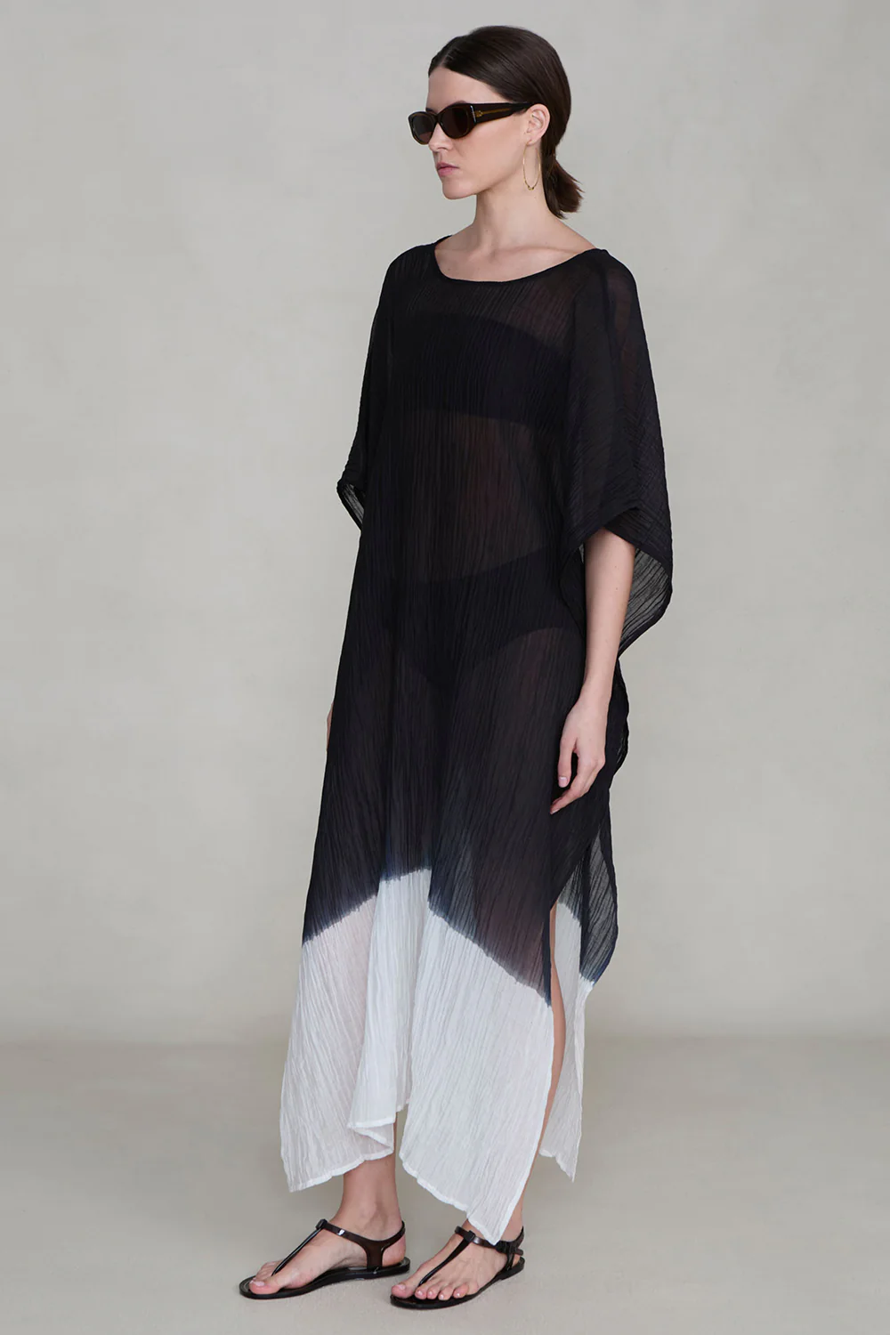 Ombre Crinkle Caftan Black - Image 2