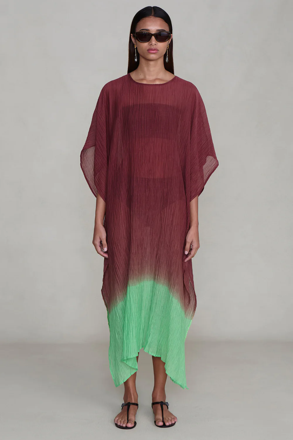 Ombre Crinkle Caftan Mahogany