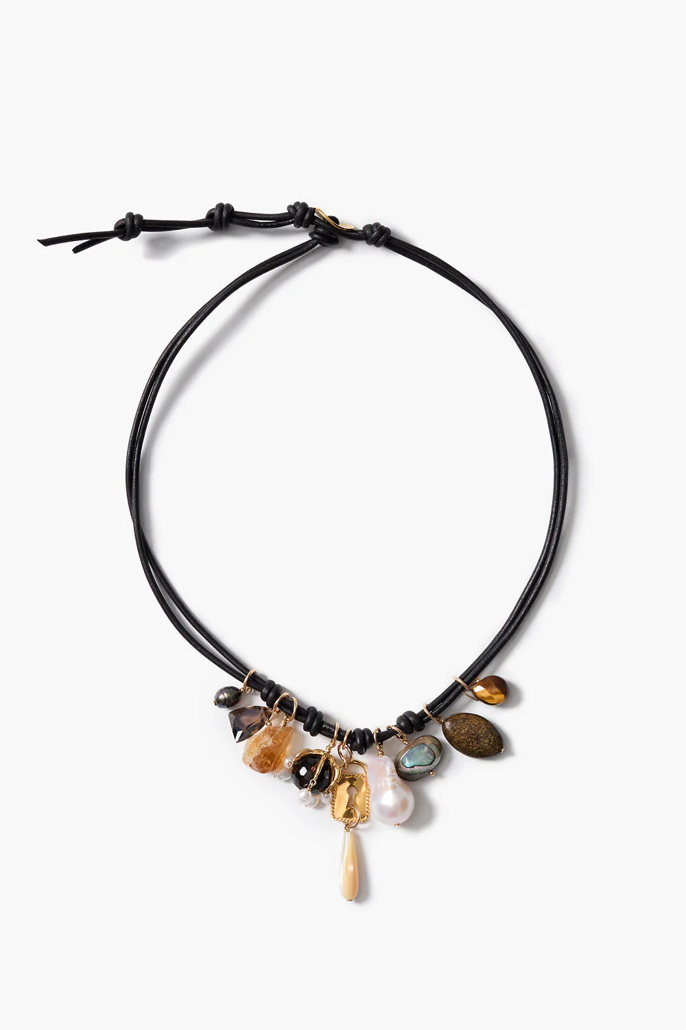 Romy Leather Charm Necklace Black
