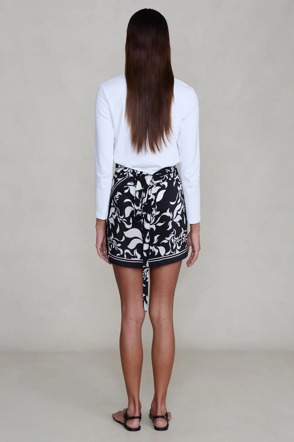 Silk Mini Wrap Skirt Black - Image 4