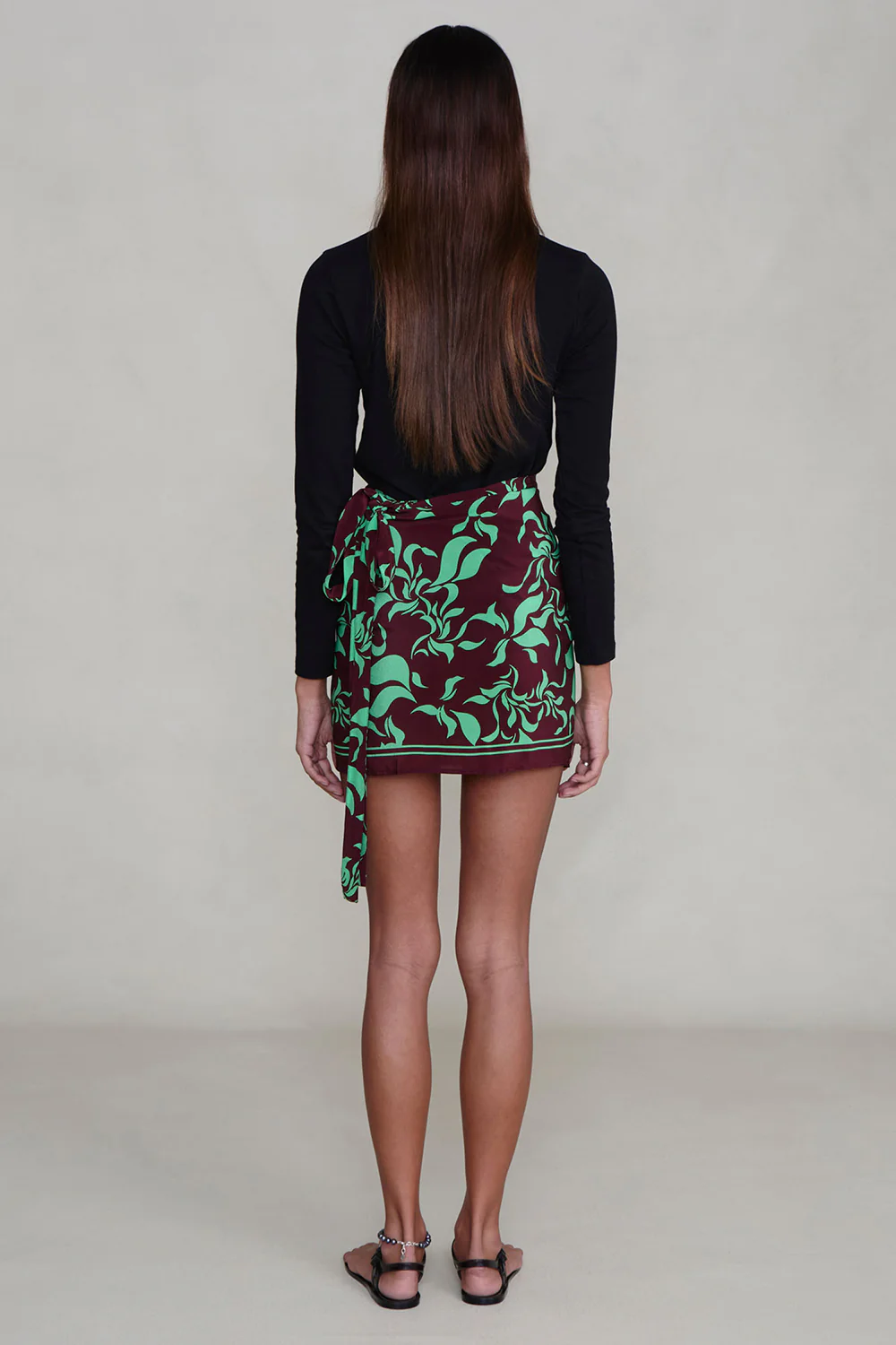 Silk Mini Wrap Skirt Mahogany - Image 4