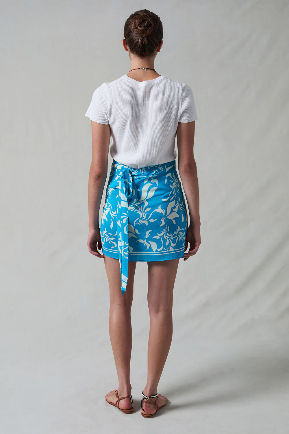 Silk Mini Wrap Skirt Turquoise - Image 3