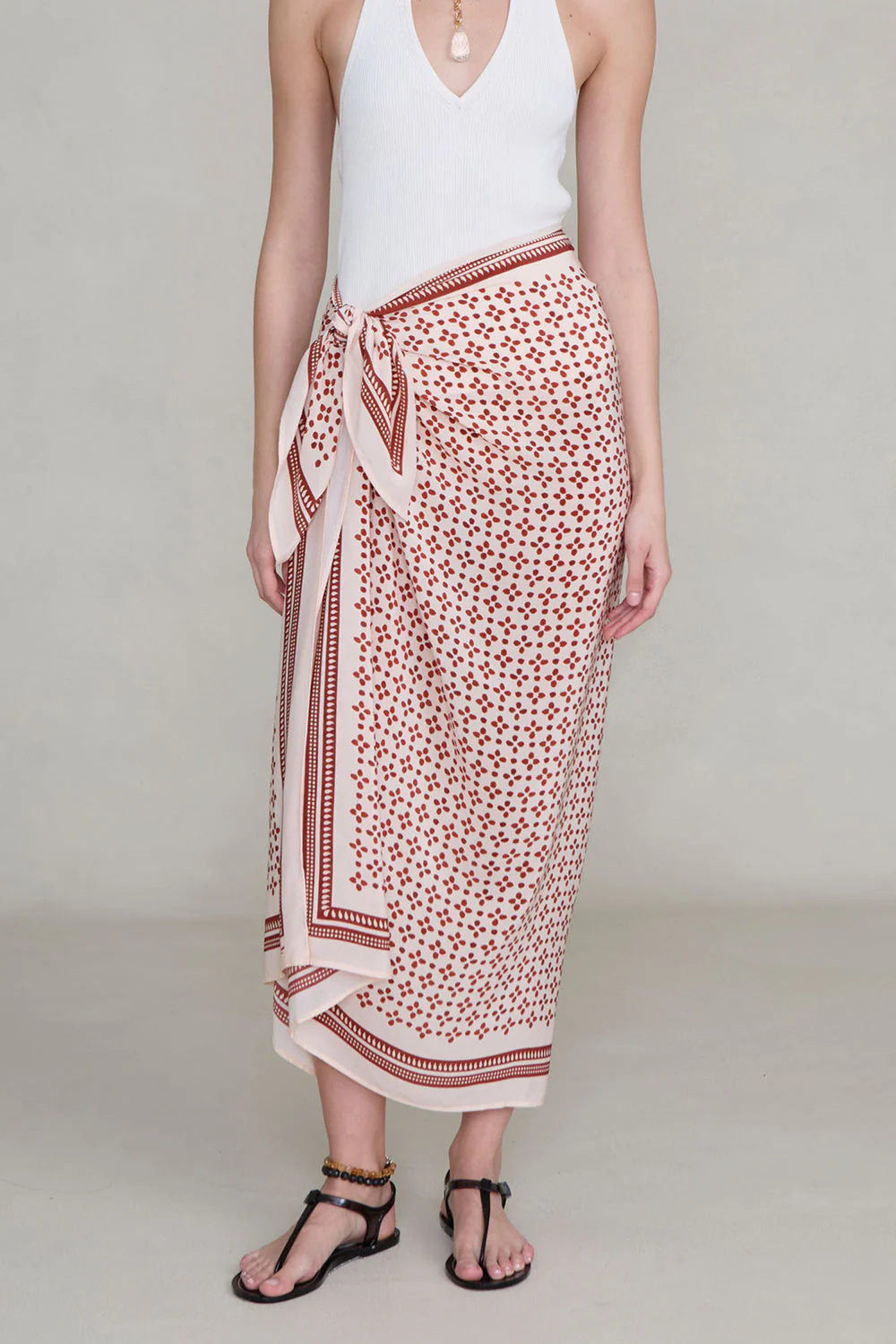 Silk Printed Sarong Pink Sand - Image 2