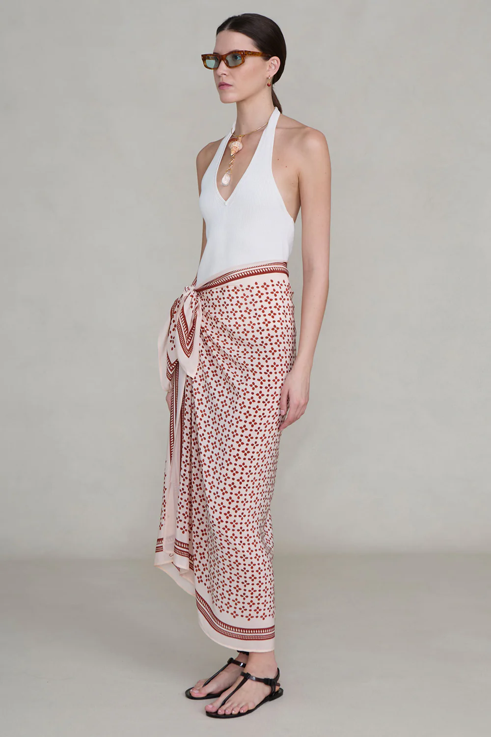 Silk Printed Sarong Pink Sand - Image 3