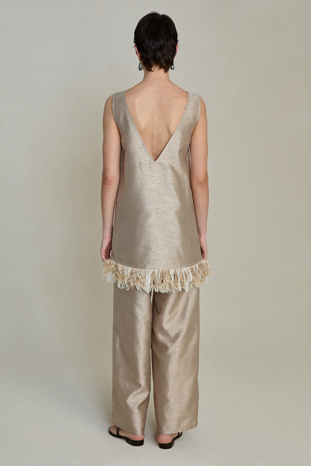 Tangled Yarn Dupioni Tank Taupe - Image 4