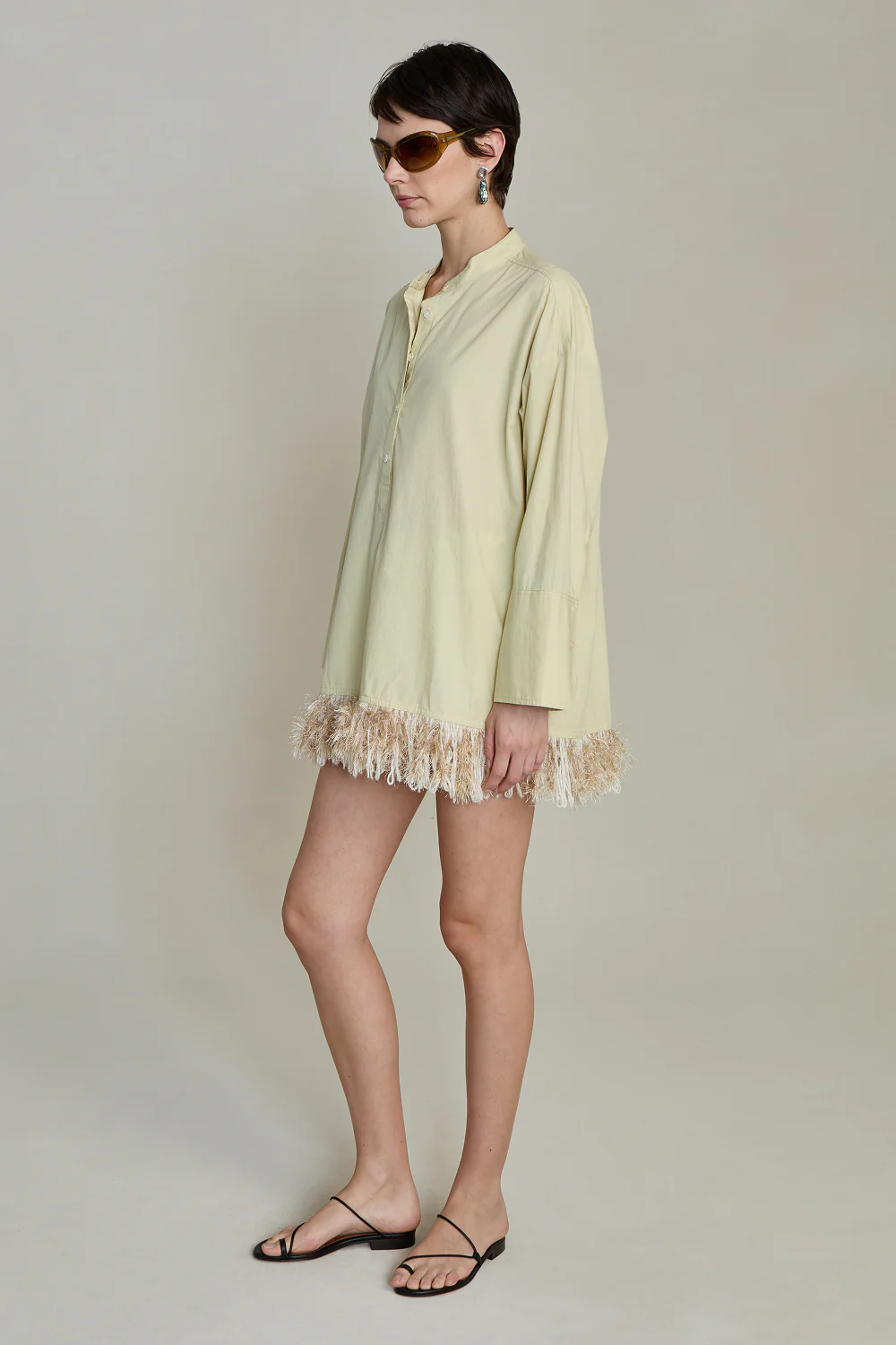 Tangled Yarn Fringe Tunic Translucent Green - Image 2