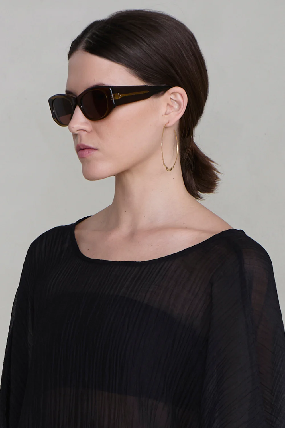 XL Crescent Hoop Earrings Gold - Image 2