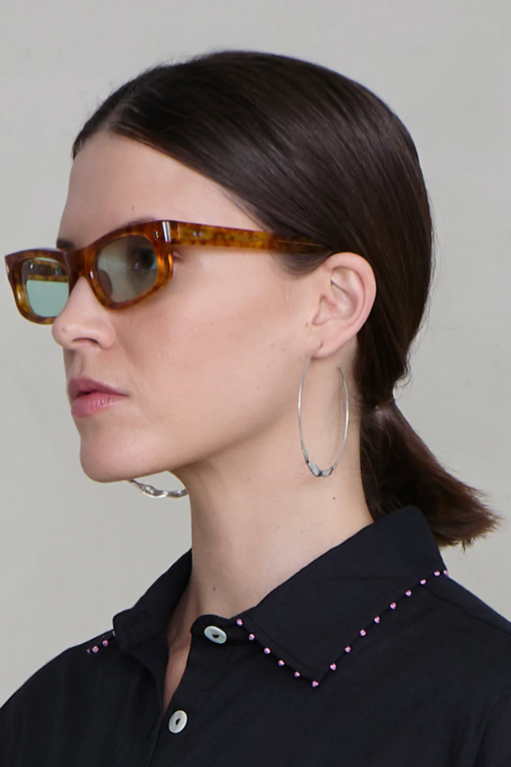 XL Crescent Hoop Earrings Silver - Image 2